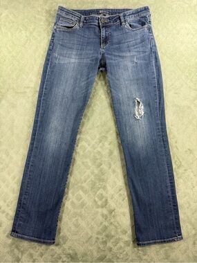 Kut from the Kloth Medium Blue Skinny Jeans with Distressed Knee